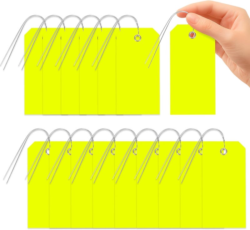 Glarks 101pcs Yellow 6 x 12cm Waterproof Writable Tags with String Set, PVC Shipping Tags, Heavy Duty Shipping Moving Tag, Blank Labeling Tag for Home, Office - Image 1